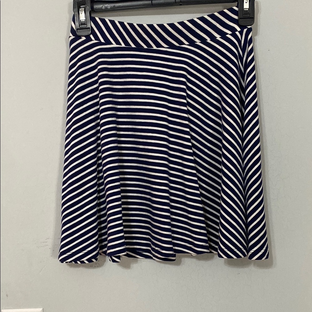 Navy and white A Line Mini Skirt